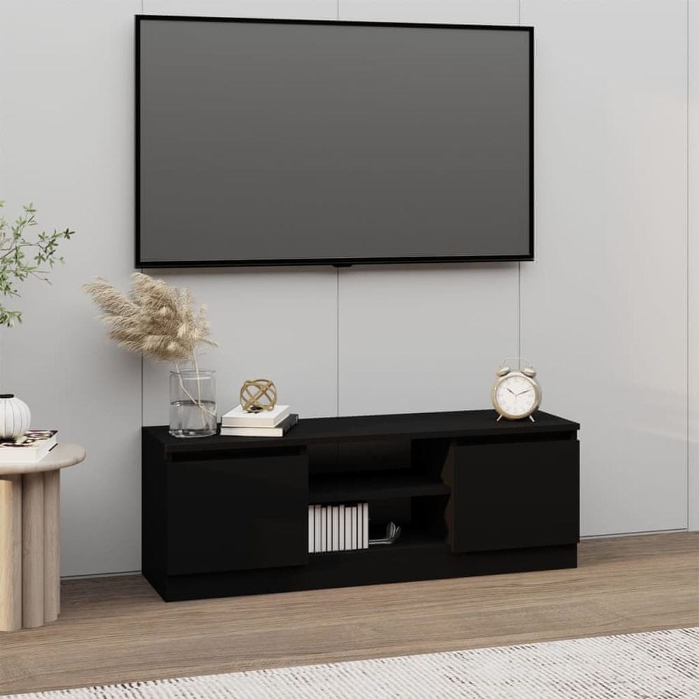Vidaxl TV skrinka s dvierkami čierna 102x30x36 cm